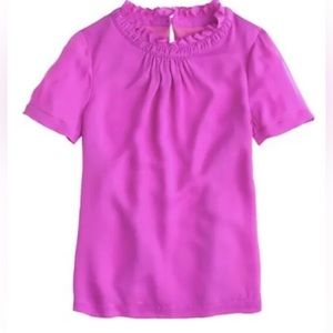 J Crew Silk Ruffle Collar Blouse Vivid Orchid 10